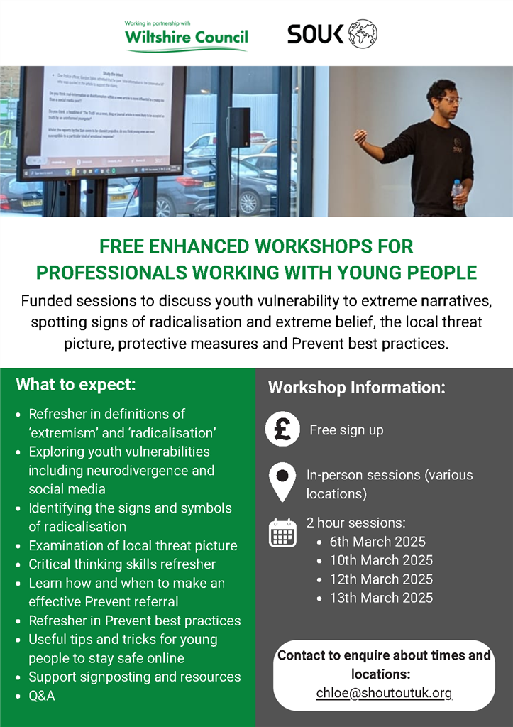 Free workshops poster - WC and SOUK